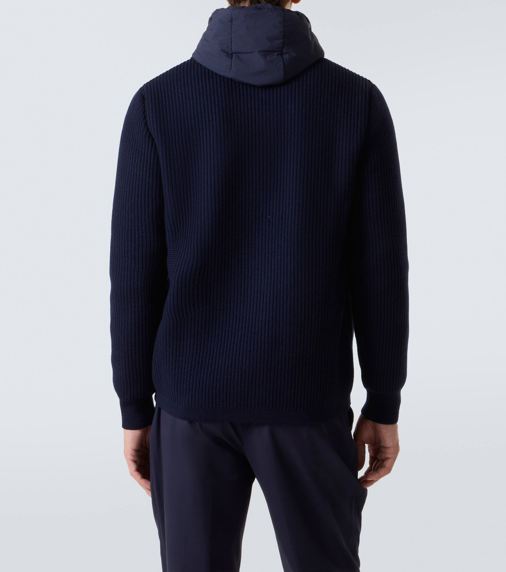 Layered wool and technical cardigan - 4