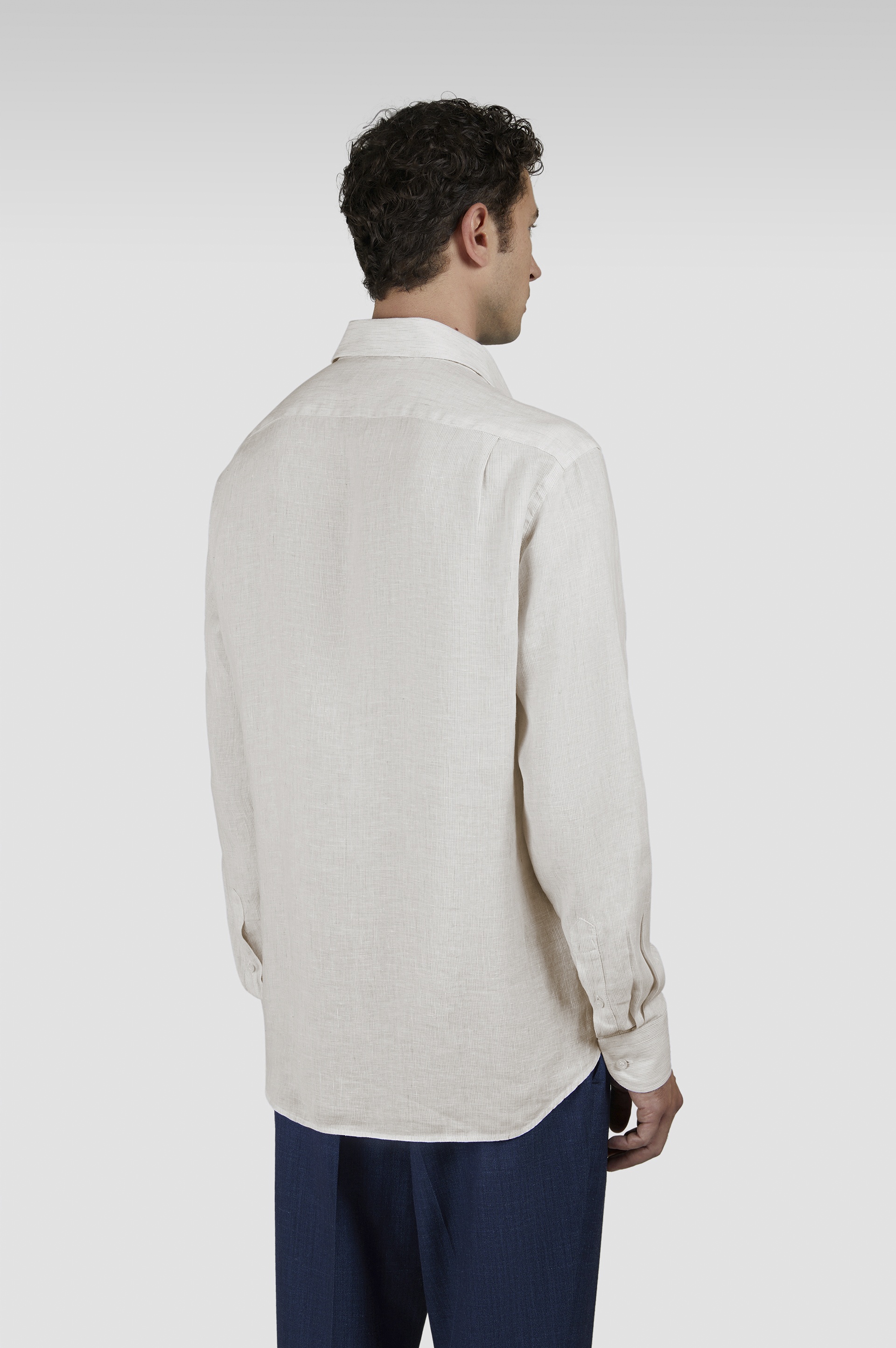 LINEN SEERSUCKER SHIRT WITH FRENCH COLLAR - 3