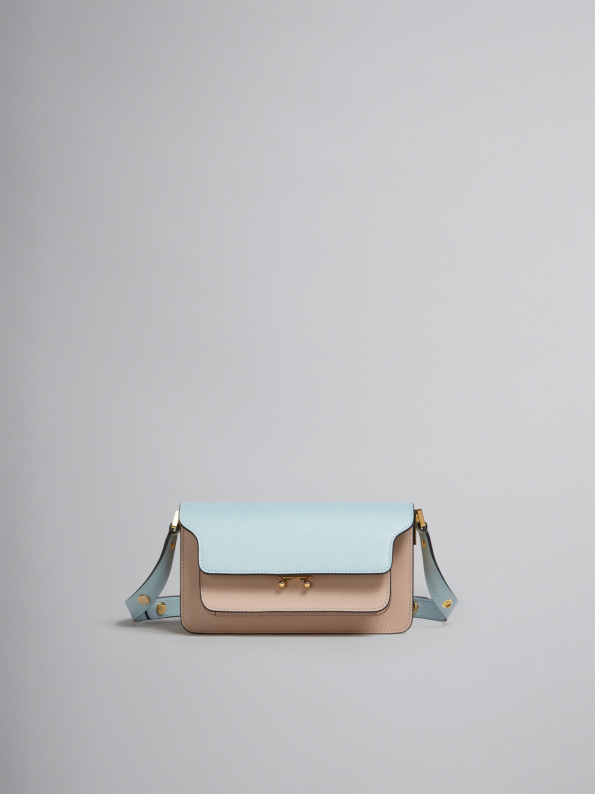 TRUNK BAG E/W IN LIGHT BLUE AND BEIGE SAFFIANO LEATHER - 1