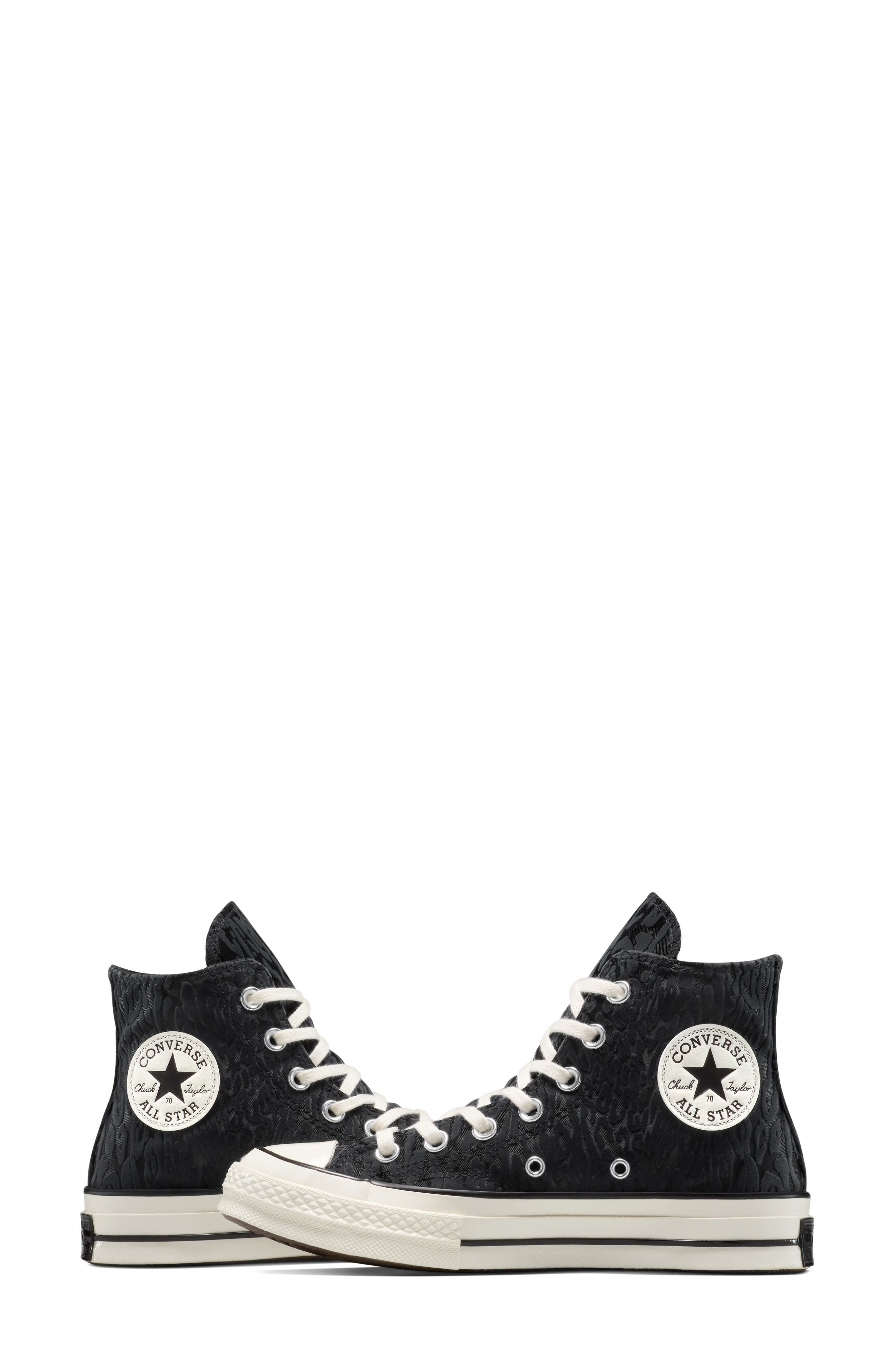 Converse Gender Inclusive Chuck 70 Leopard Flocked Satin Low Top Sneaker in Black/Egret/Total Eclips - 8