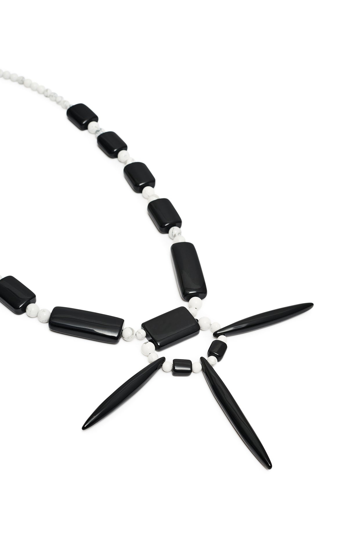Beaded Stone Necklace in Obsidian & Howlite Stone - 3