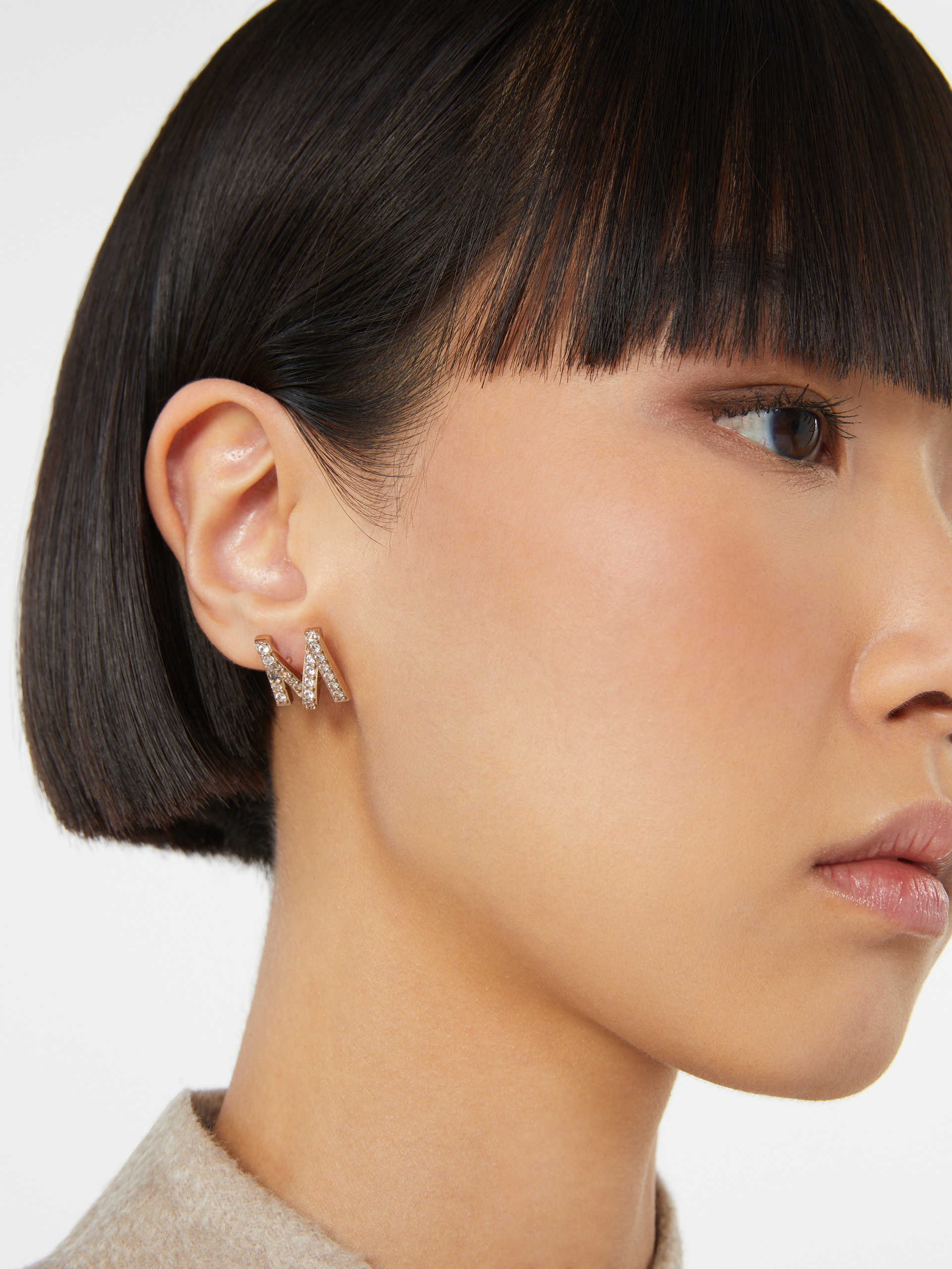 MGROSGRAINEAR Monogram earrings with rhinestones - 4