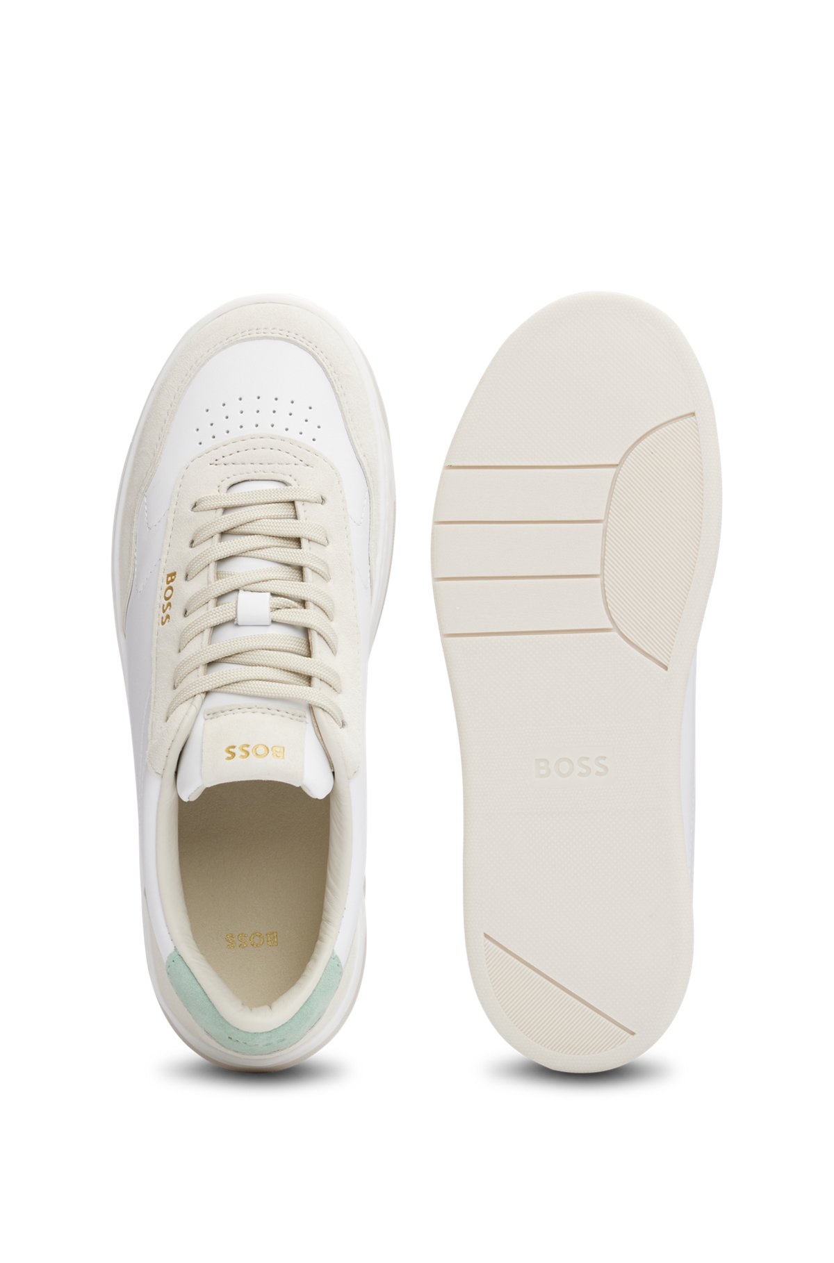 BRANDED LACE-UP TRAINERS IN LEATHER AND NUBUCK - 5