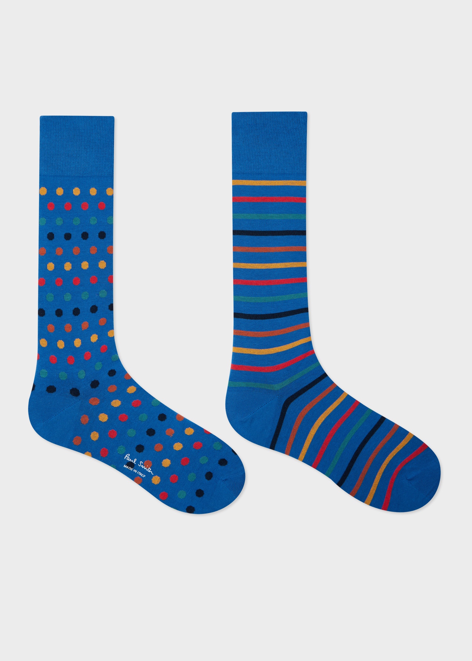 Blue Mismatched 'Artist Stripe & Dot' Socks - 2