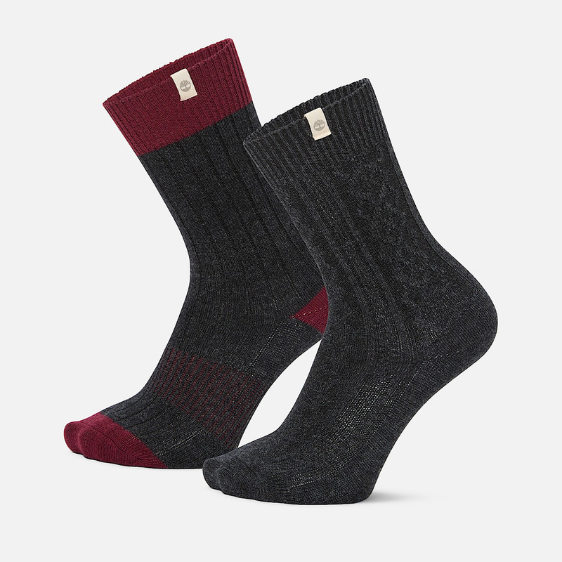 Men's Timberland® 2-Pack Cushioned Cable Knit Crew Sock 1