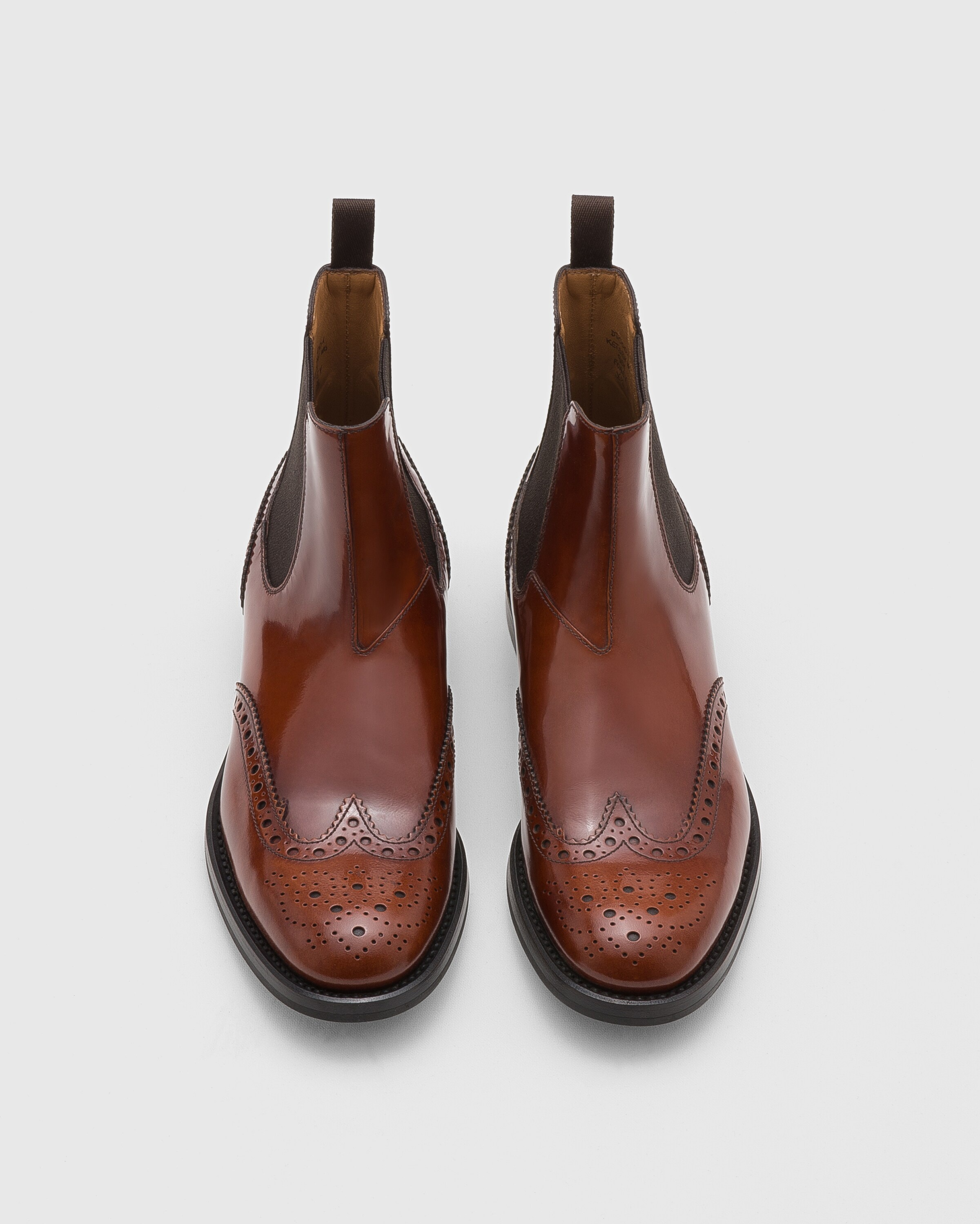 Polished Fumè Brogue Chelsea Boot - 5