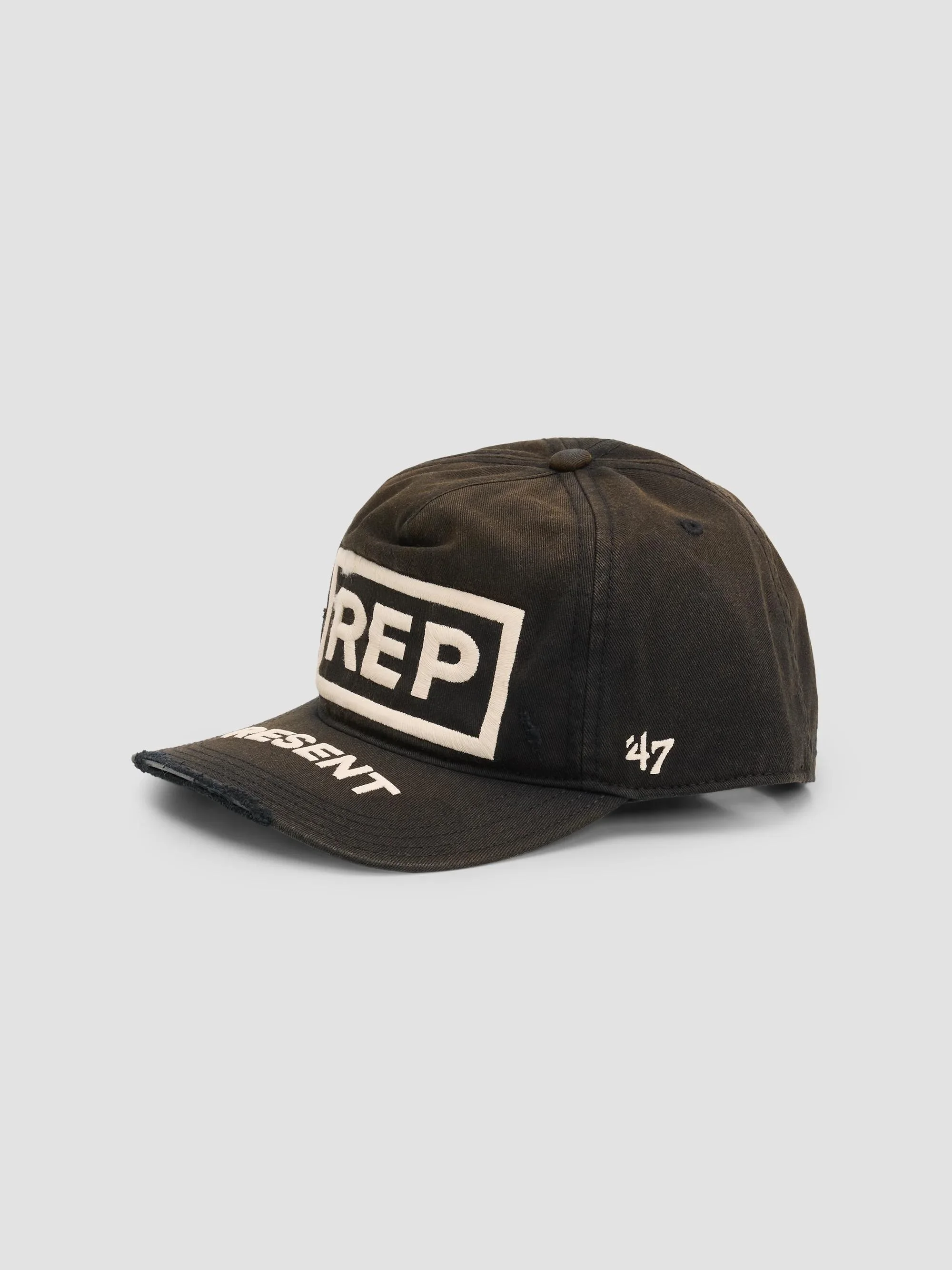 Men's Resent Box Logo Baseball Cap - Washed Black - 1