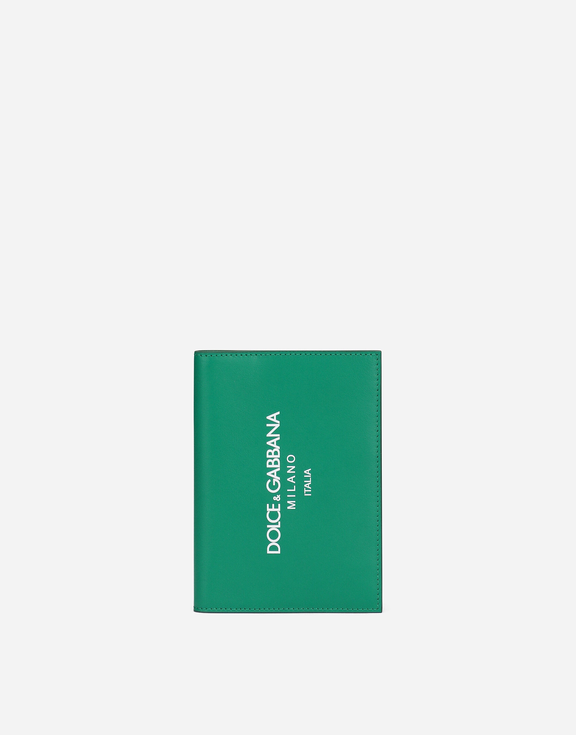 Calfskin passport holder with logo - 1