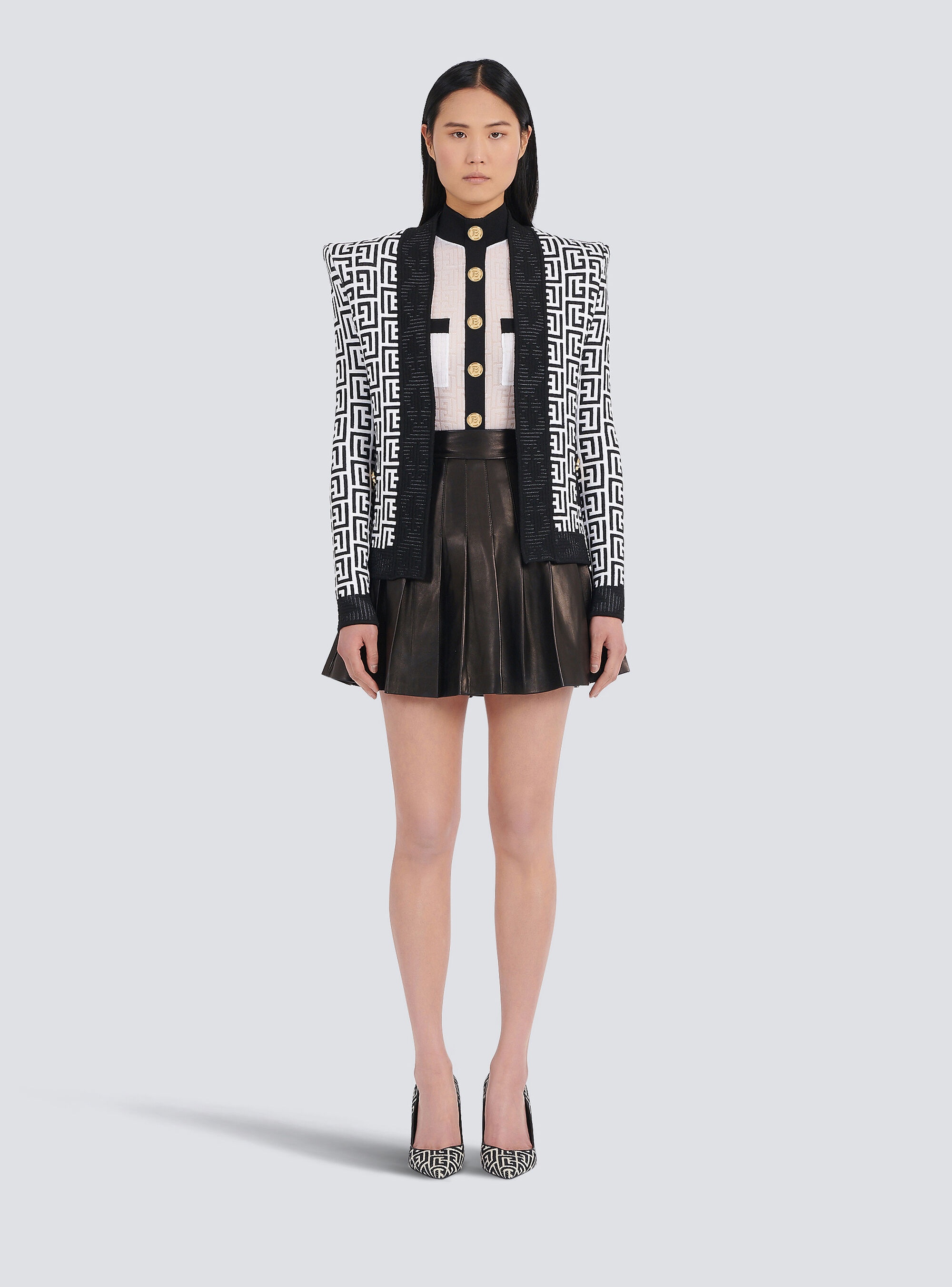 Knit jacket with Balmain monogram - 3