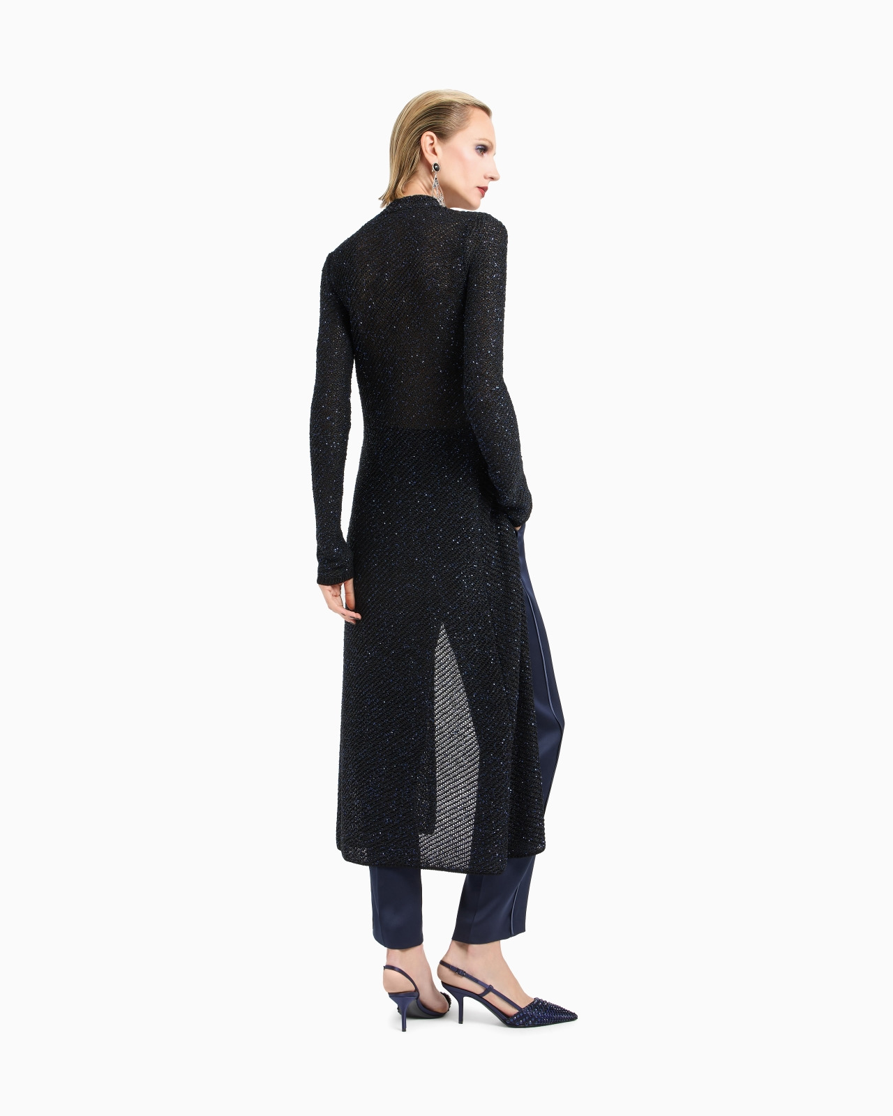 LONG CARDIGAN IN A METALLIC VISCOSE BLEND - 3