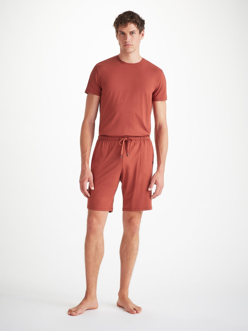 Derek Rose Men's Lounge Shorts Basel Micro Modal Stretch Rust Red outlook