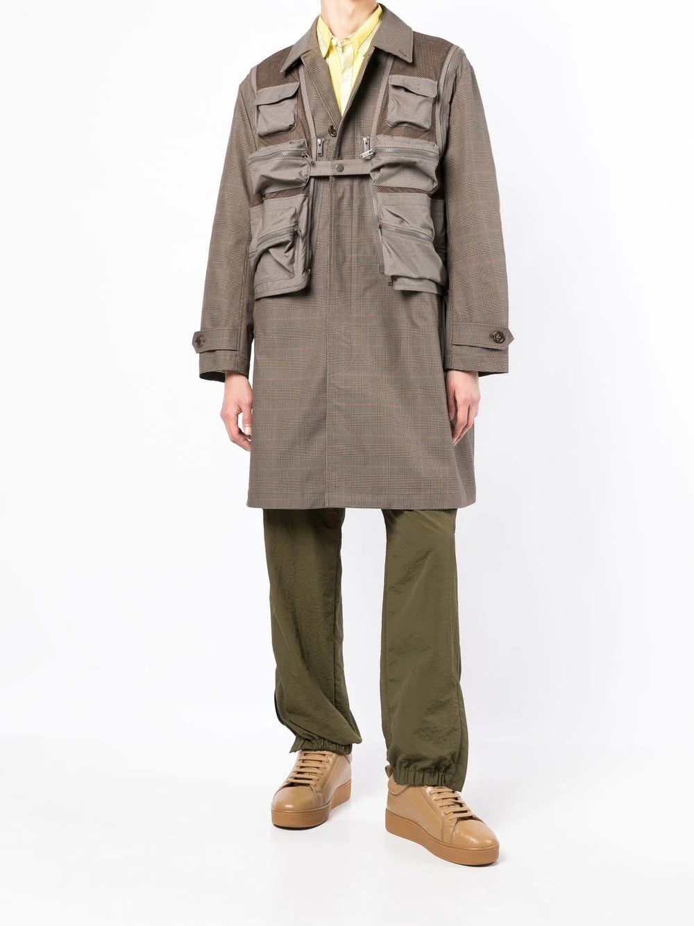 check-pattern patch-pocket coat - 2