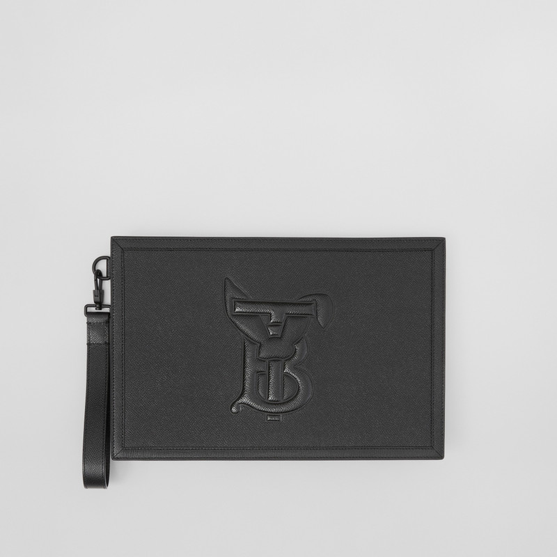 Rabbit Embossed Grainy Leather Zip Pouch 1