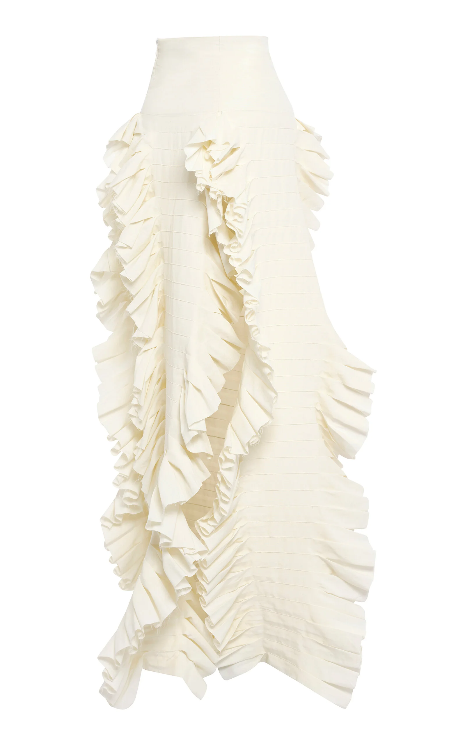 Cotton-Linen Laminary Pleated Maxi Skirt off-white - 1