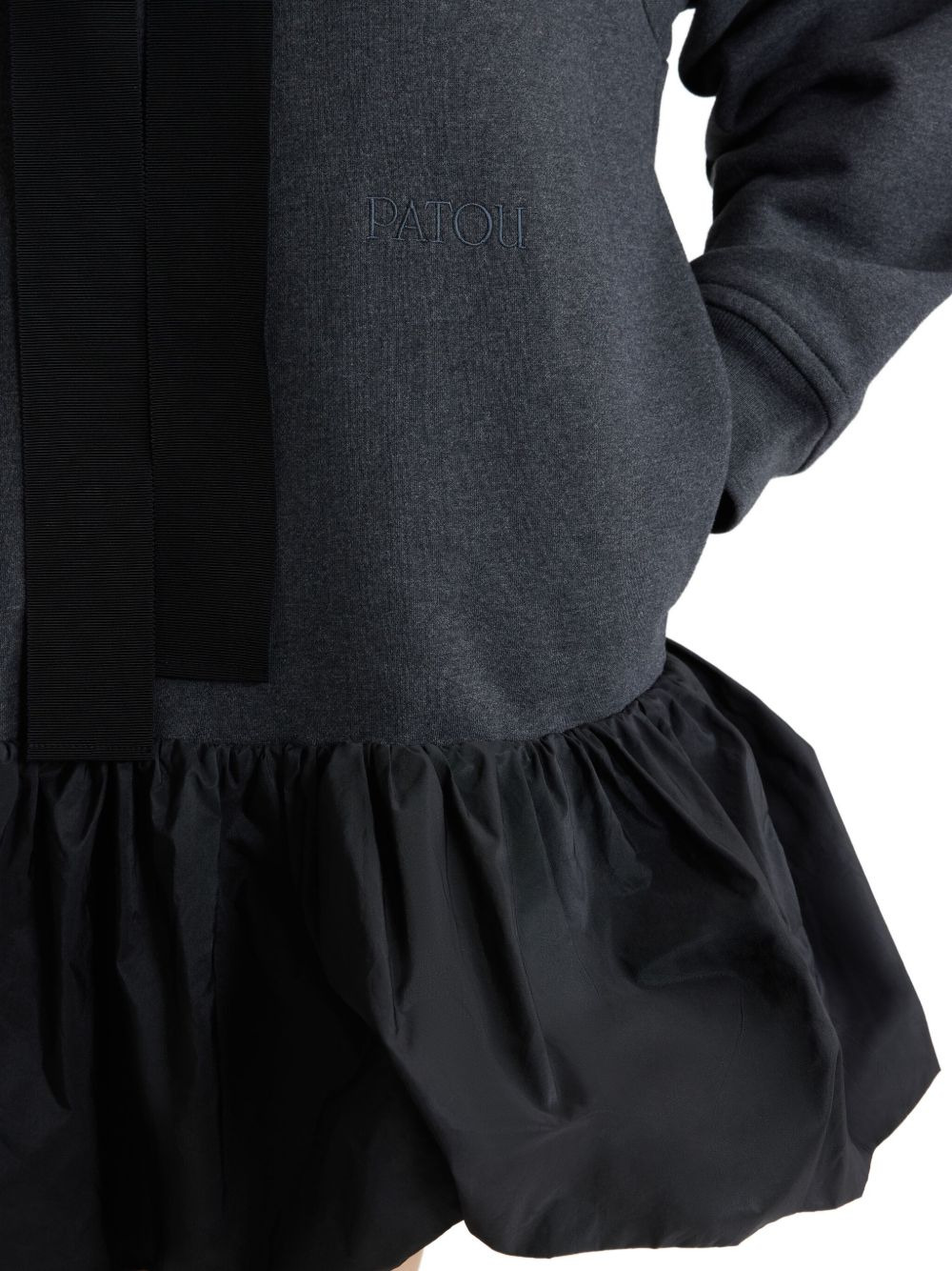 hooded ruffle-hem dress - 5