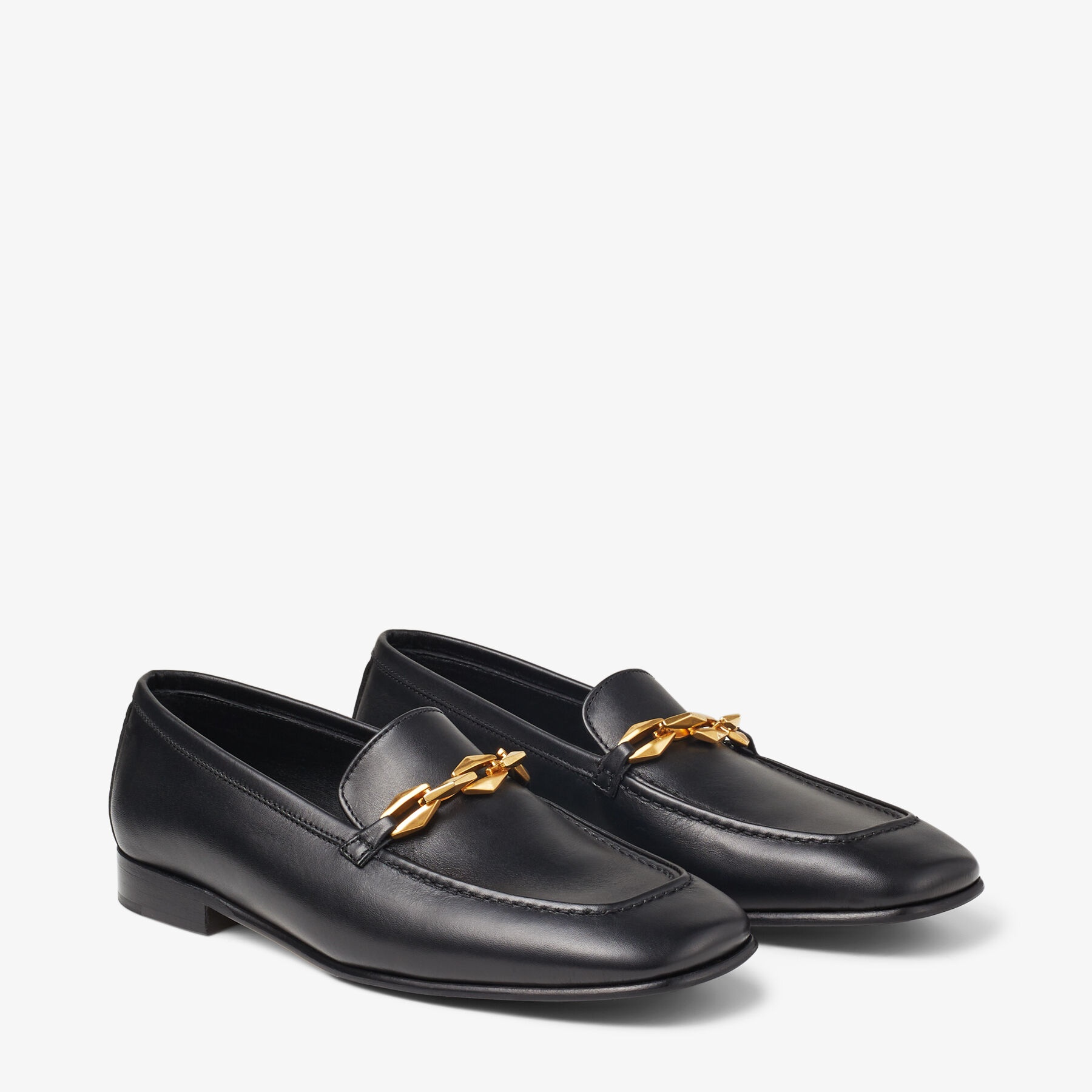 Diamond Tilda Loafer
Black Calf Leather Loafers with Chain Embellishment - 3
