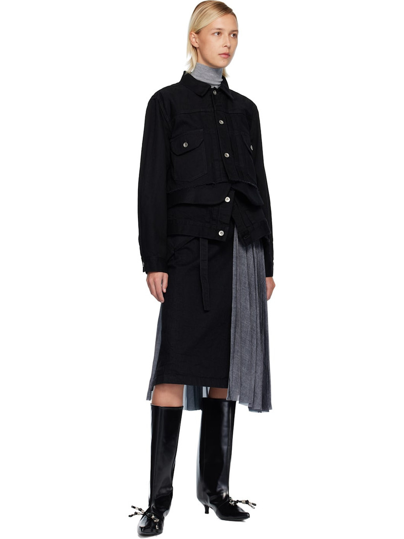 sacai Black Denim & Wool Melton Jacket outlook