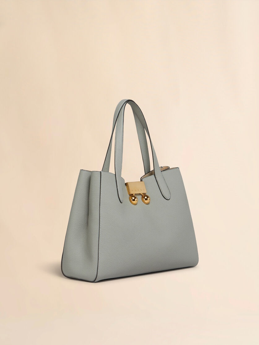 GREY LEATHER TRUNKAROO TOTE HANDBAG - 3