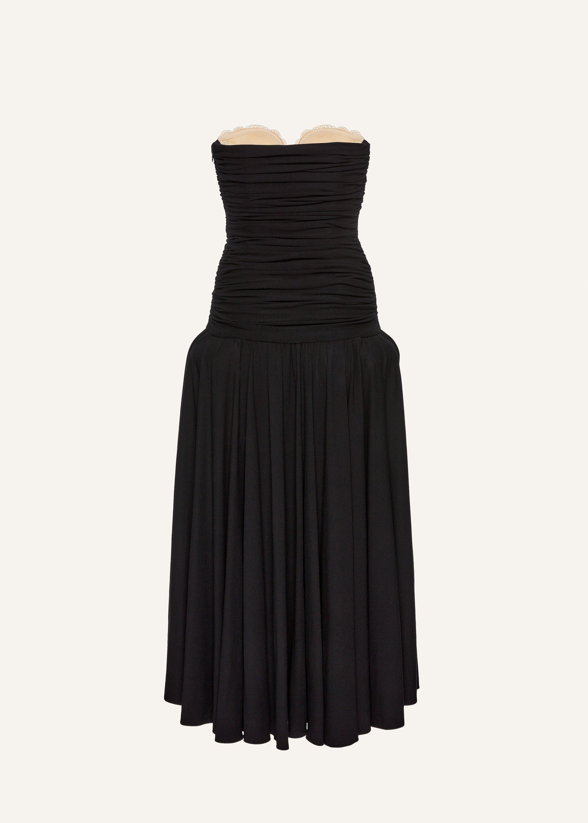 Lace-detail drop-waist maxi dress in black - 2