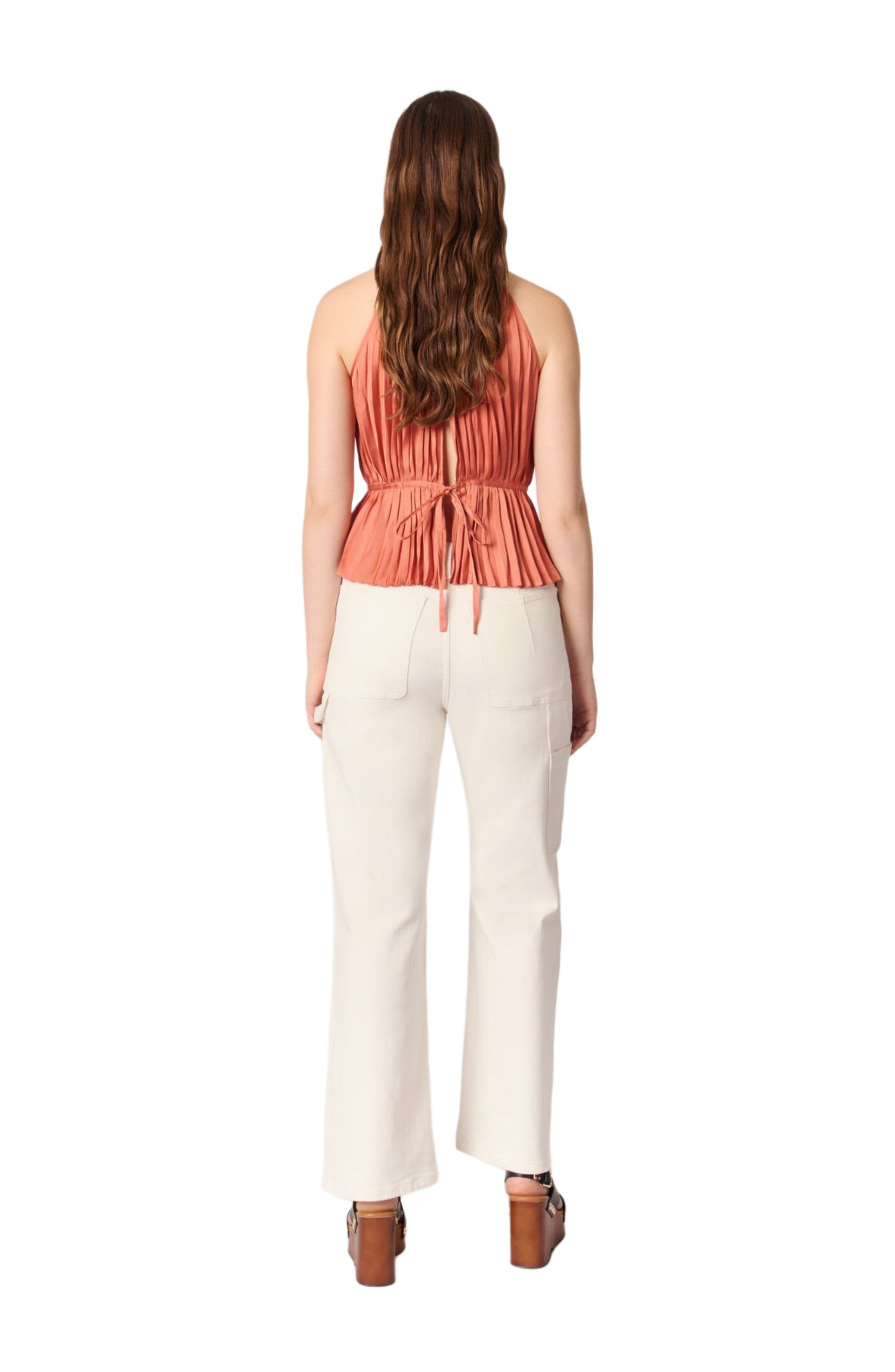 maje Sleeveless pleated top in Terracota at Nordstrom - 4