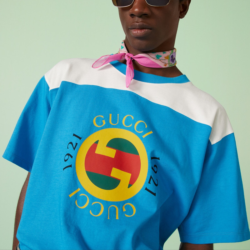 Cotton jersey T-shirt with Gucci print 3
