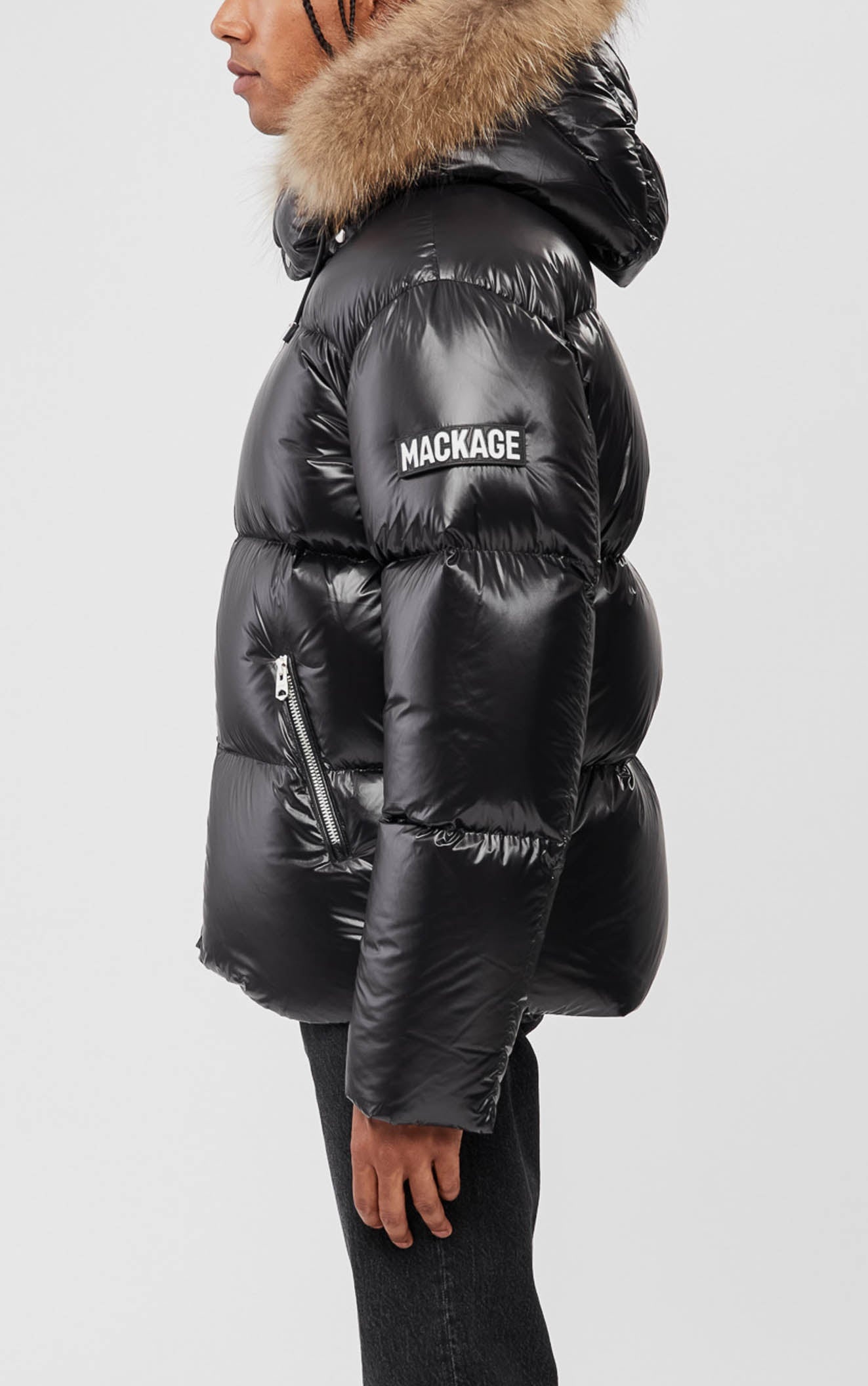 KENT Lustrous light down jacket with natural fur hood - 5