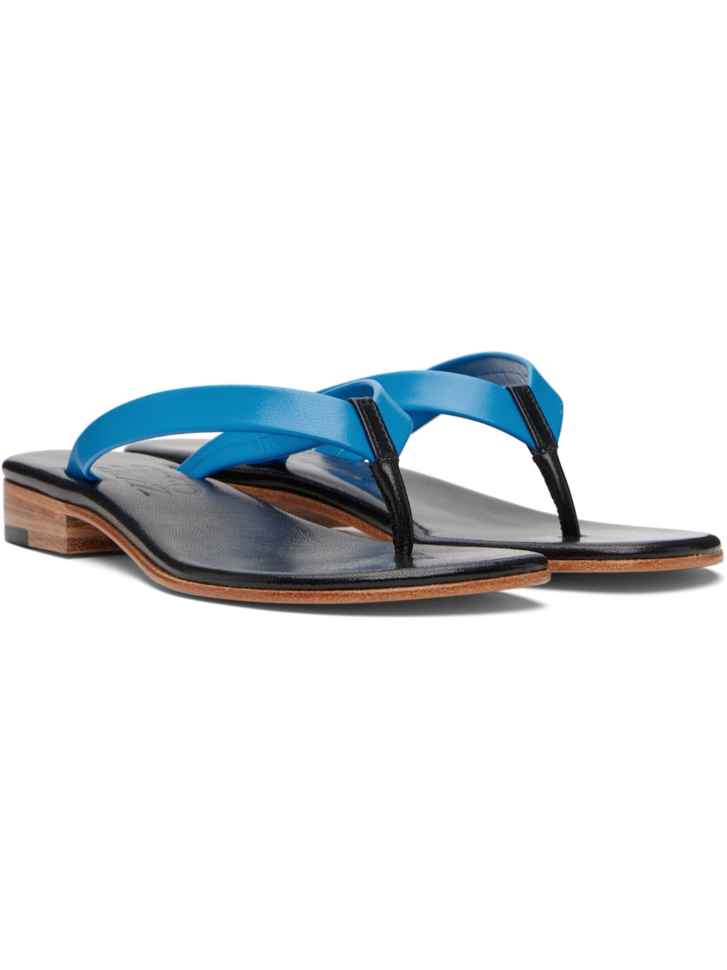 Blue & Black Leather Flip-Flops - 4