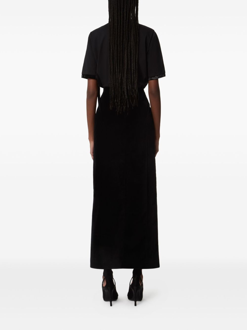 velvet-trimmed short-sleeves top - 4