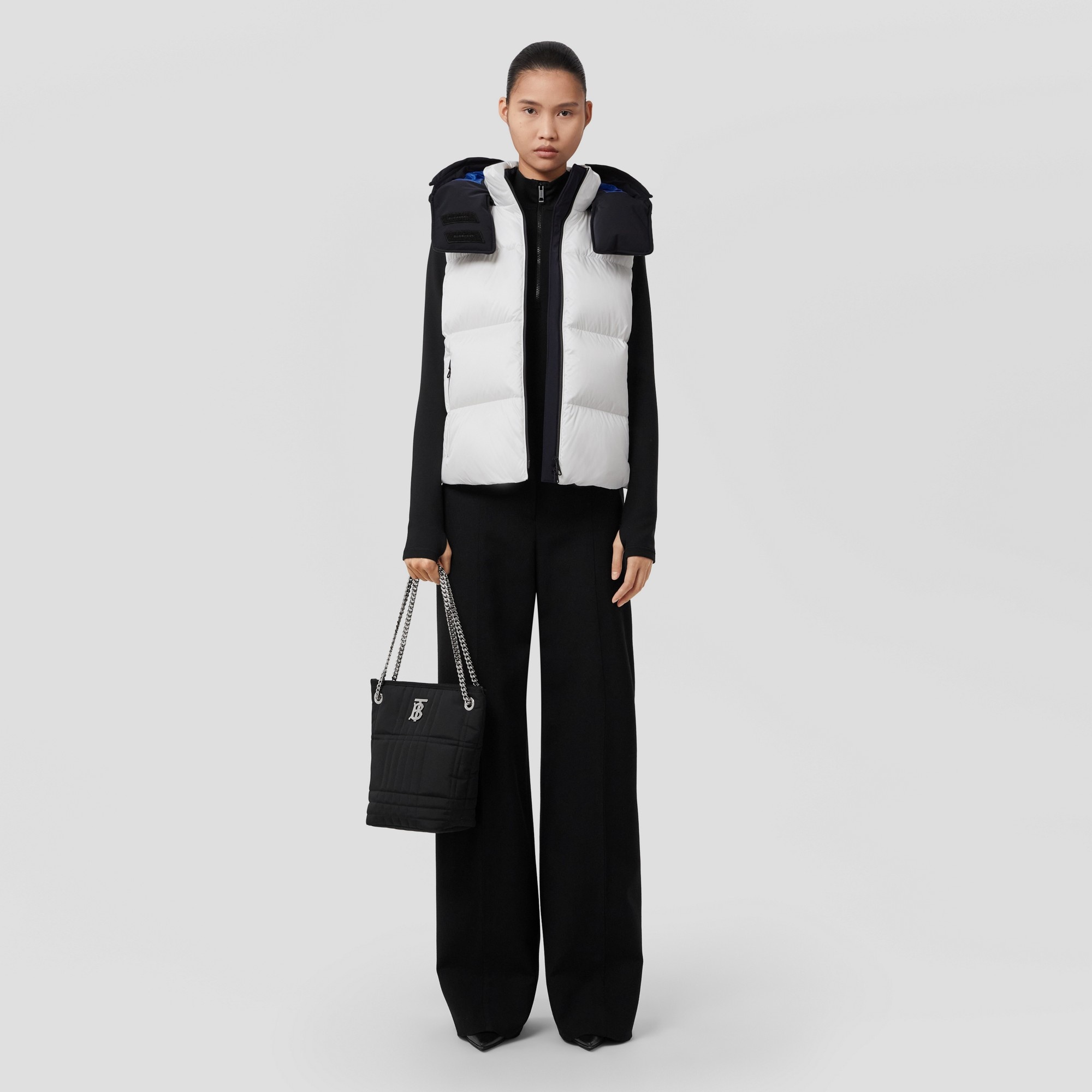 Detachable Hood Two-tone Nylon Puffer Gilet - 6