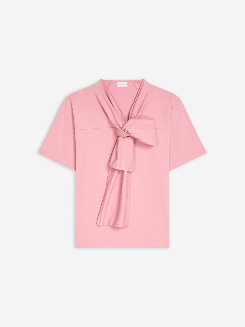 BOW NECK COTTON TEE 1