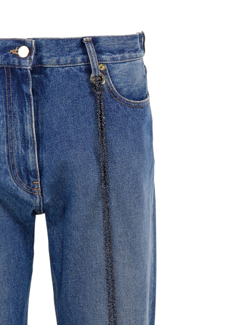 strap-embellished straight-leg jeans - 4