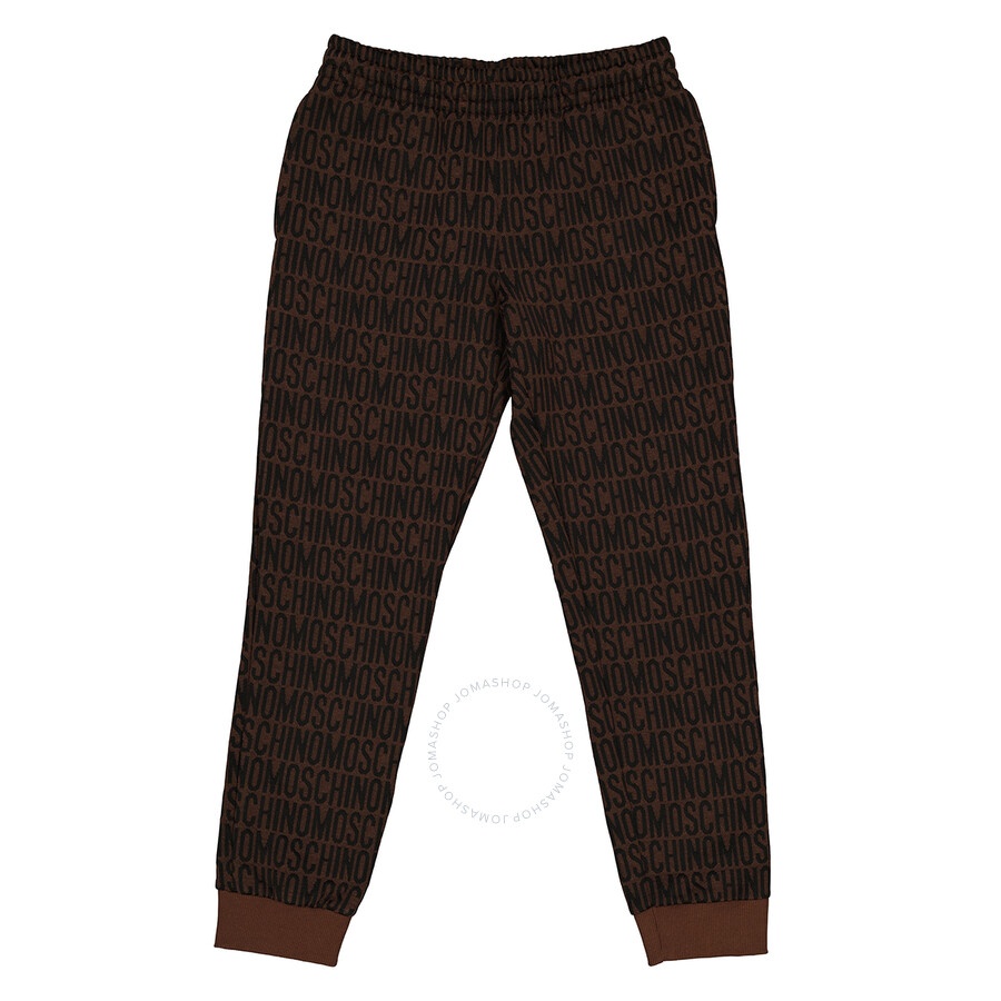 Moschino Ladies Fantasy Print Brown Allover Monogram Joggers - 1