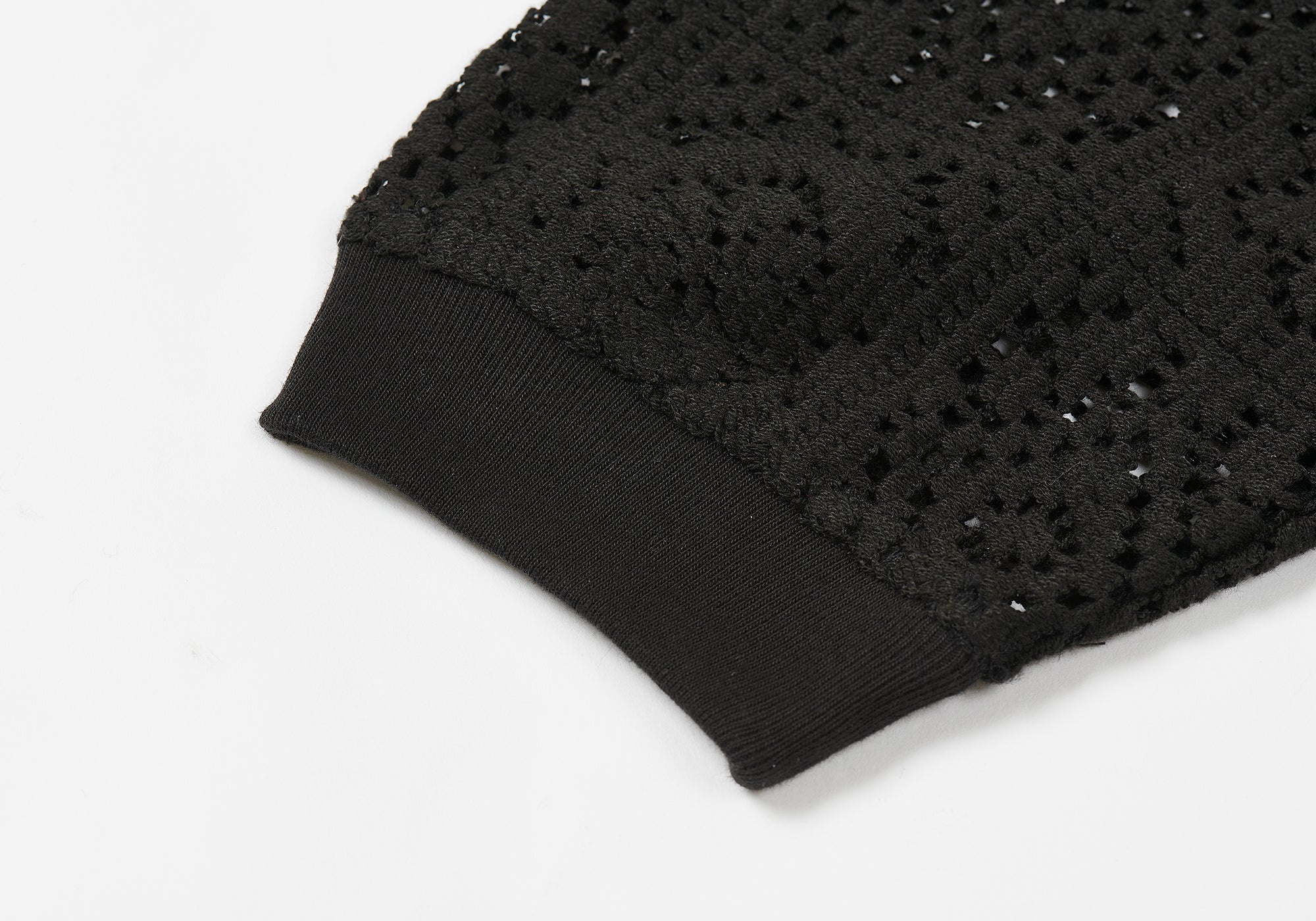 PALACE CROCHET ZIP LONGSLEEVE POLO BLACK REVERSIBLE - Main Image