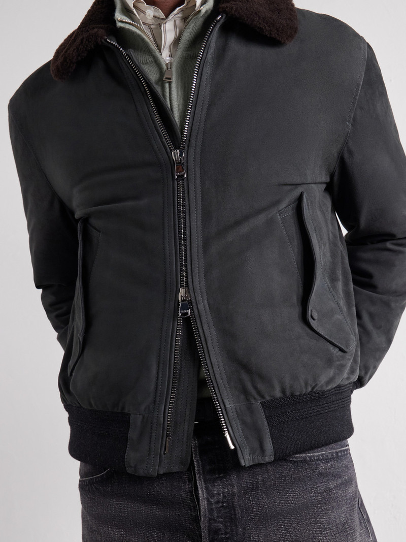 Cudden Plush-Trimmed Suede Down Jacket 6