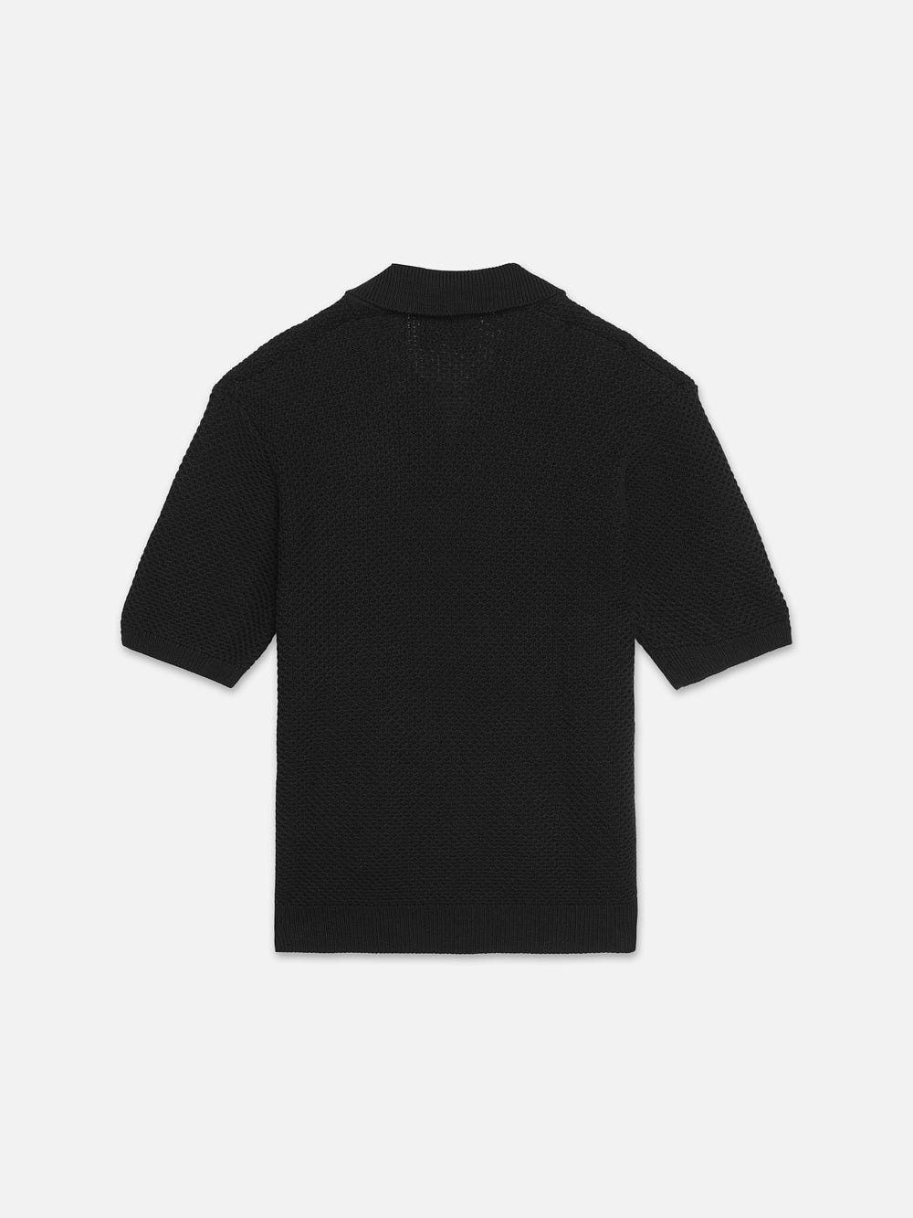 Open Weave Polo Sweater in Noir - 3