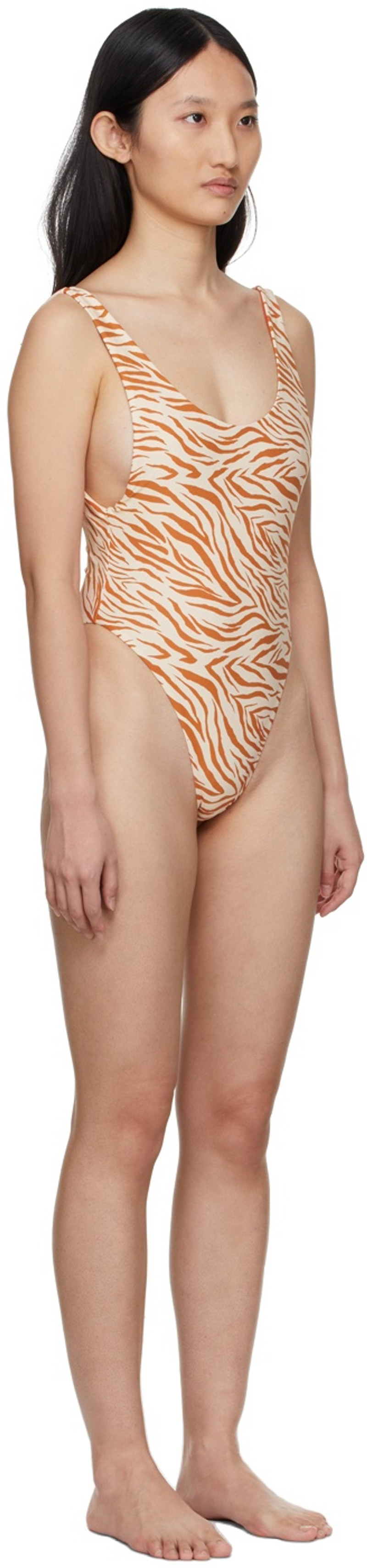 Reina Olga Beige Zebra Funky One-Piece Swimsuit outlook