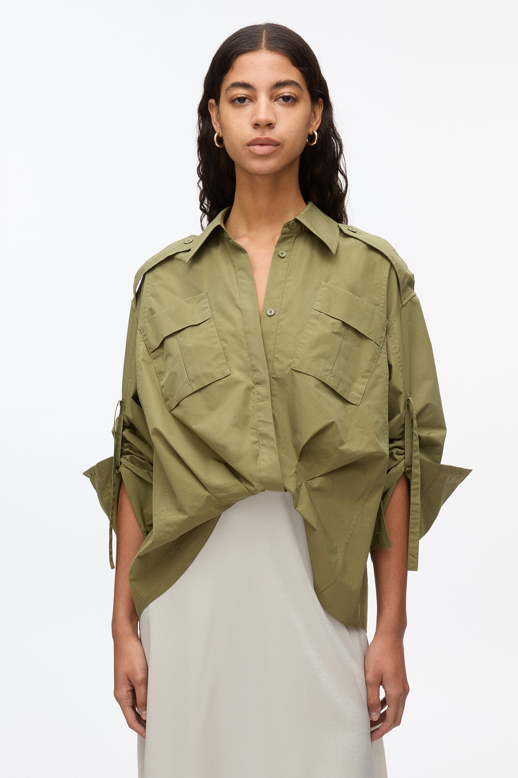 Draped Shirt Combo Slip Dress - 5