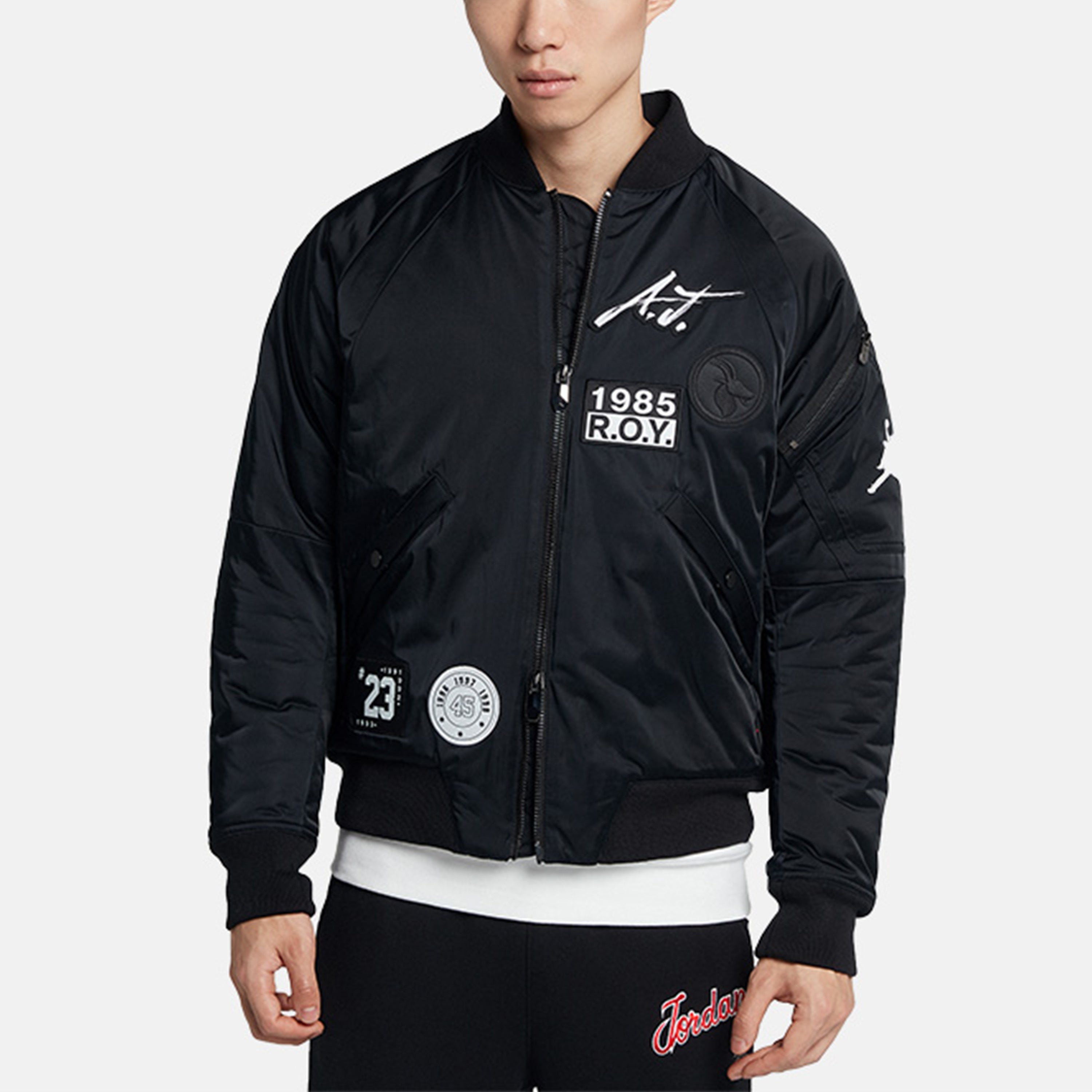 Air Jordan MA-1 Baseball Collar aviator Jacket sports padded Jacket Black AV5999-010 - 4