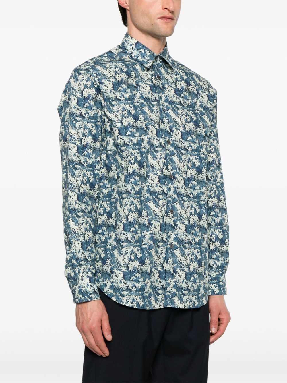 floral-print cotton shirt - 3
