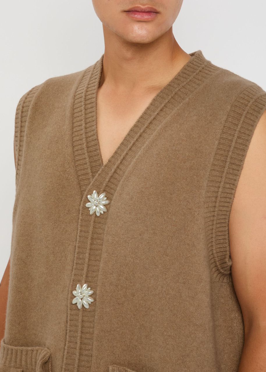 Simone Rocha Faux Pearl-embellished Wool-blend Vest - 5