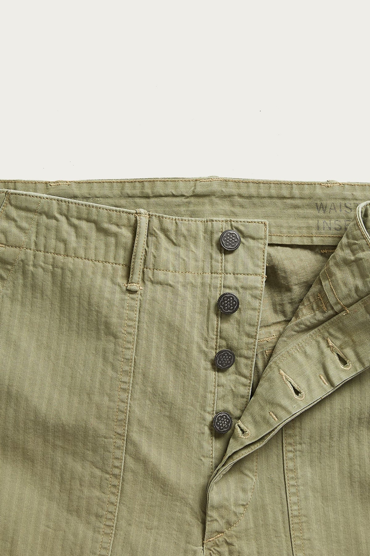 Flat Front Cotton Herringbone Army Utility Pant - Brewster Green - 3