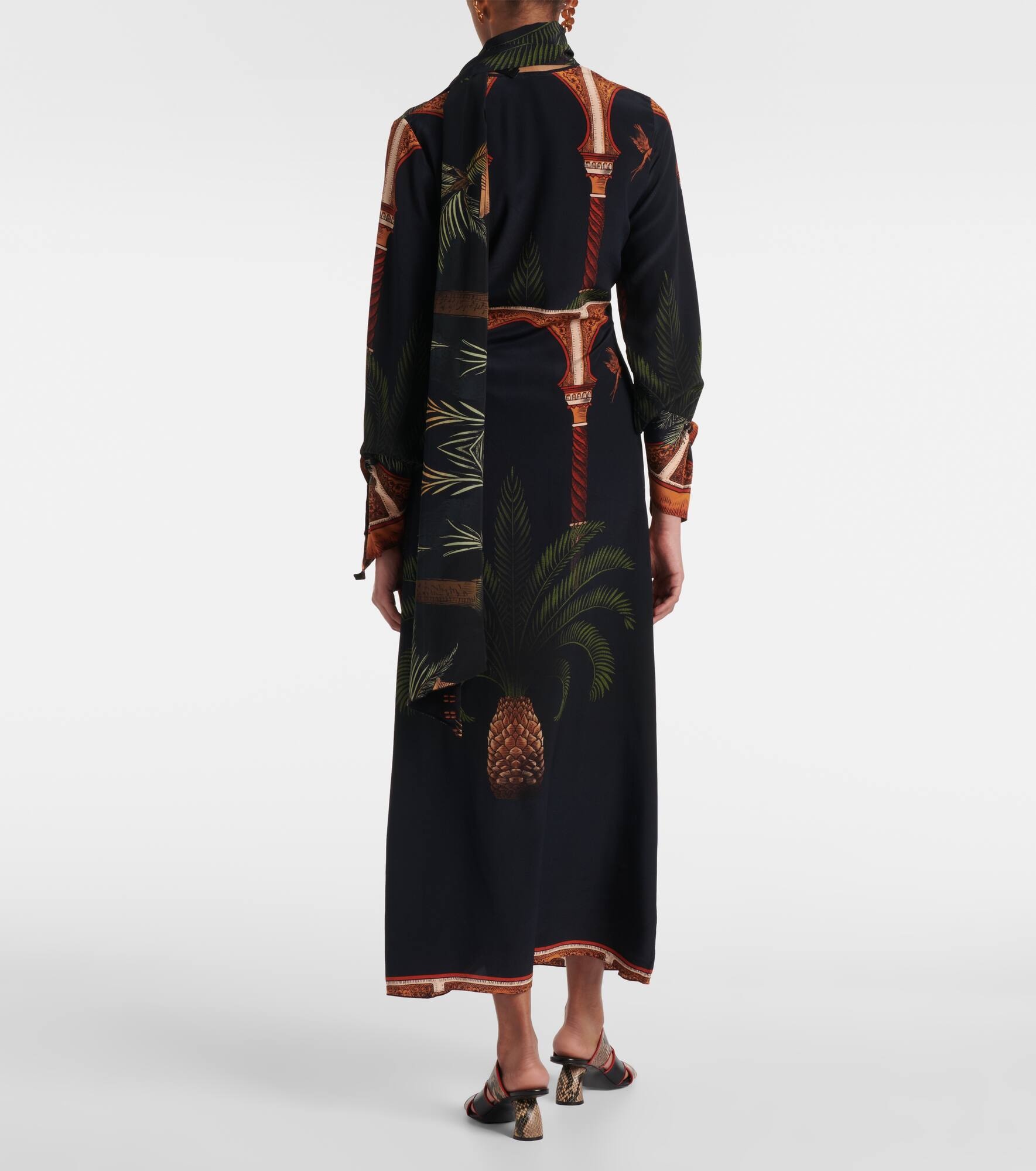 Printed silk wrap dress - 3