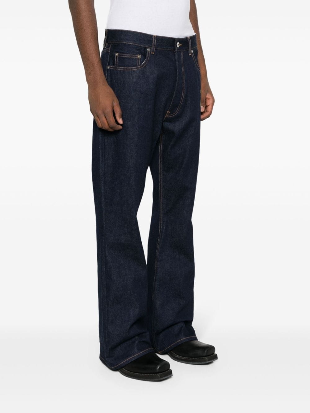logo-embroidered flared jeans - 3