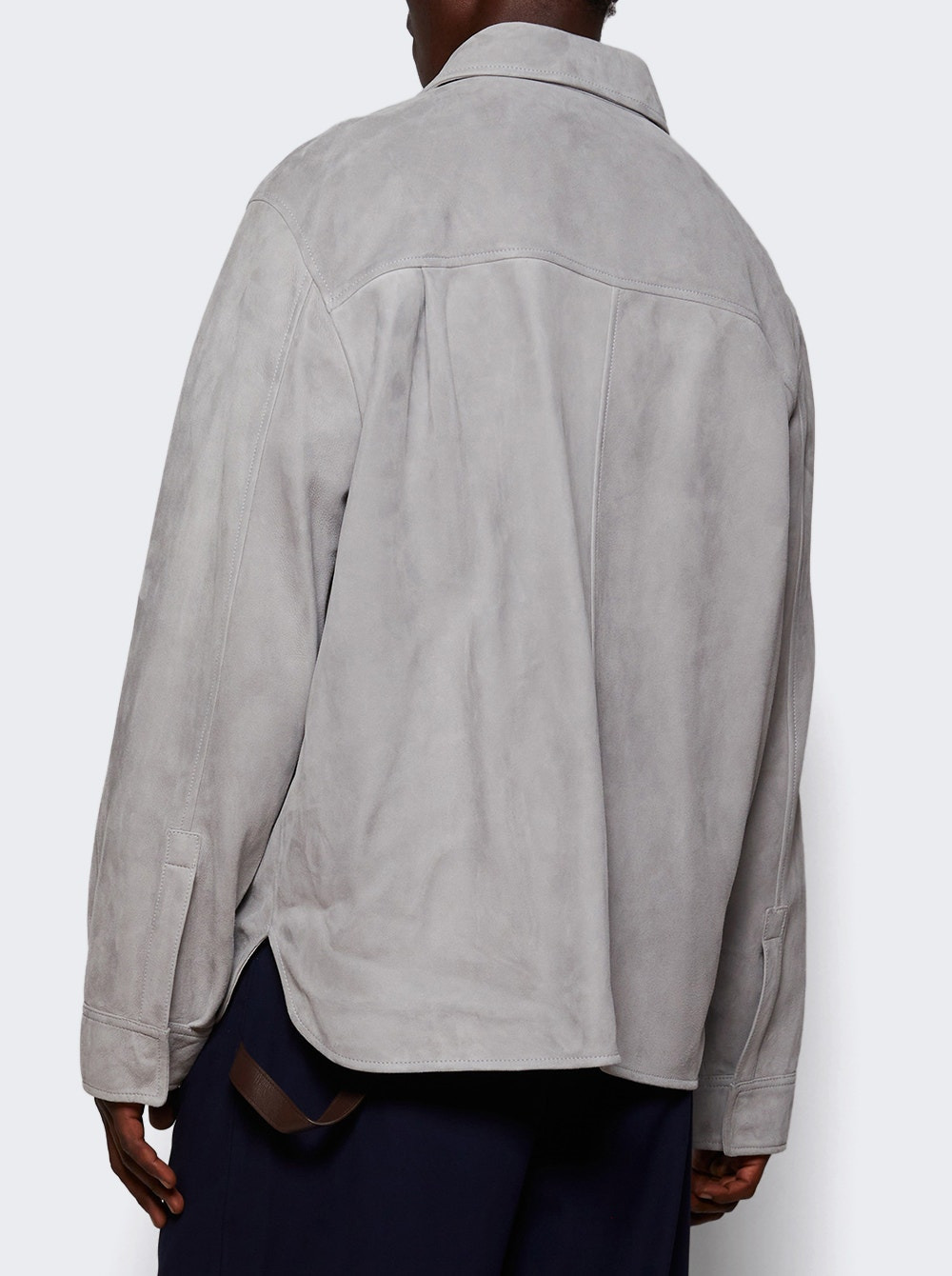 Suede Lambskin Overshirt Light Grey - 4