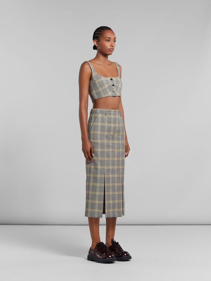 YELLOW CHECKED TECH WOOL CROP TOP 5