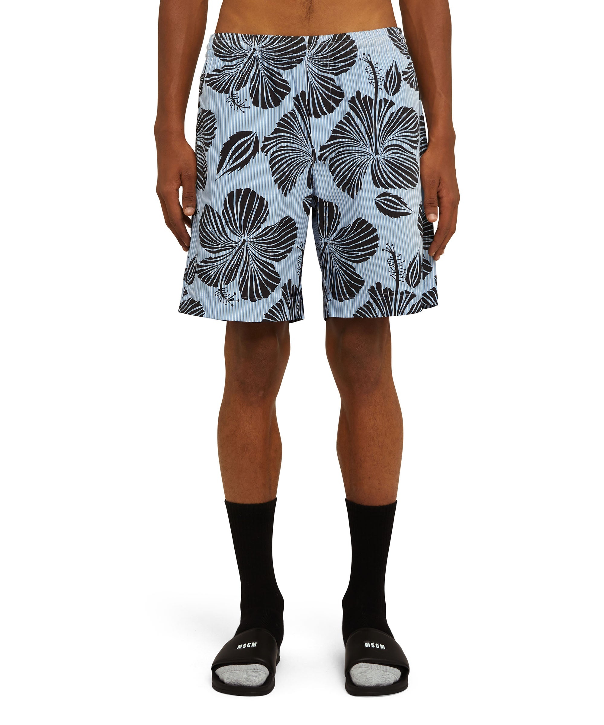 Poplin cotton Bermuda shorts with "Hibuscus" print - 2