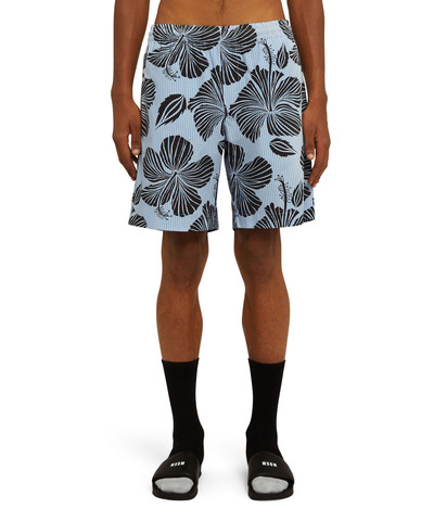 MSGM Poplin cotton Bermuda shorts with "Hibuscus" print outlook