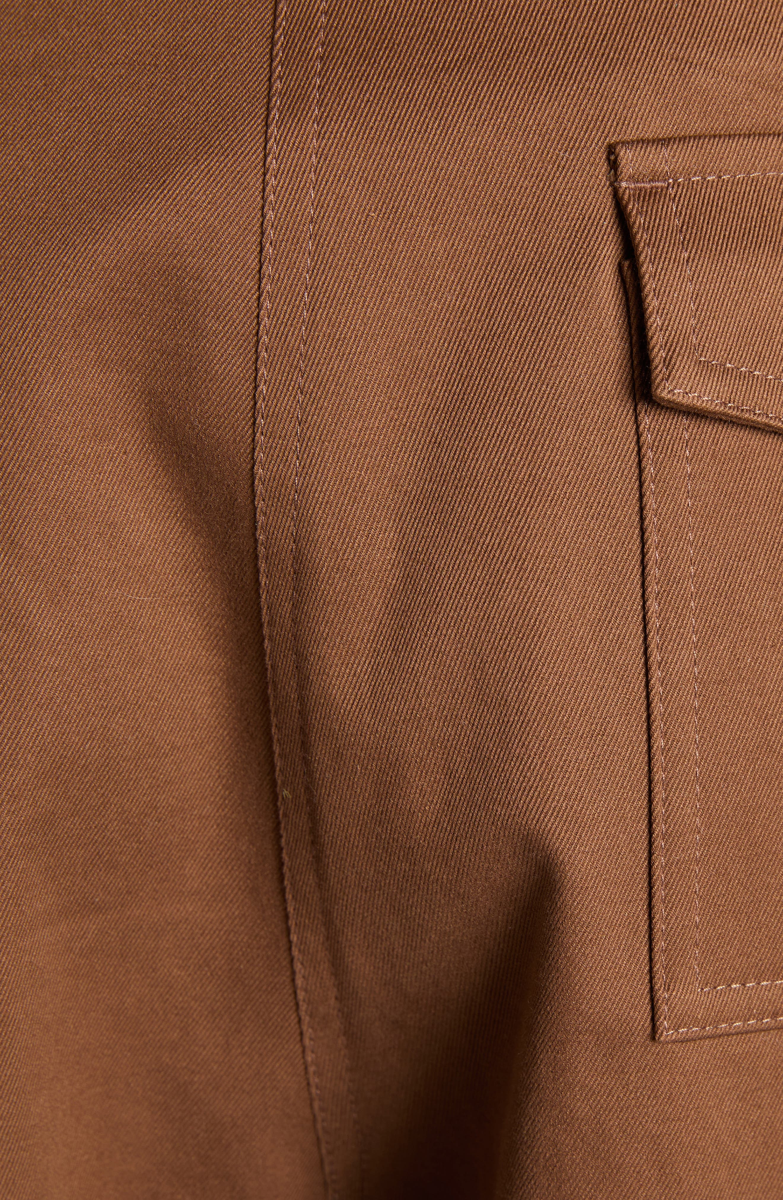 Moncler Stretch Cotton Twill Barrel Leg Ankle Trousers in Burnt Caramel at Nordstrom - 6