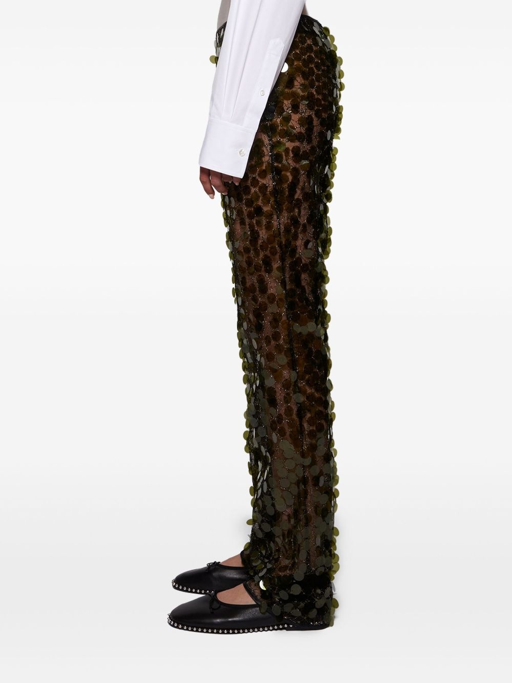 sequinned flared trousers - 4