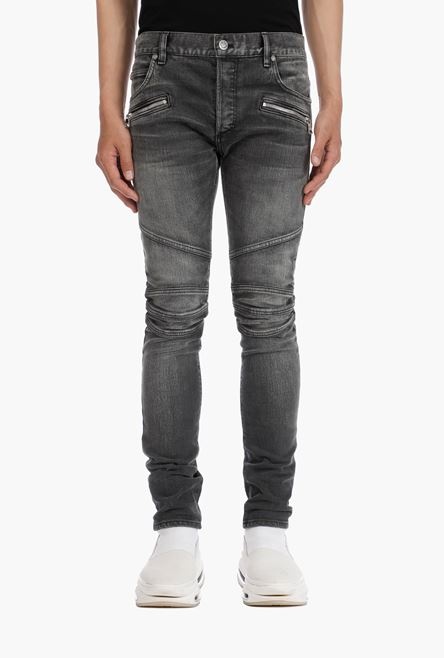 Slim-cut black cotton jeans - 5